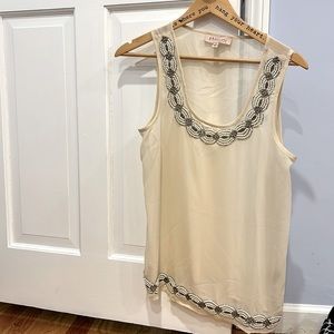 Sheer ivory tank with beautiful beaded design